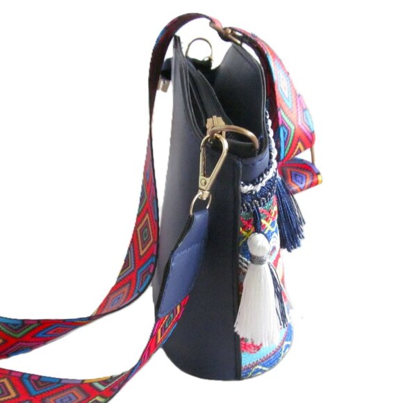 Bohemian Multicolor Crossbody Bag with Tassels & Adjustable Strap - Picture 12 of 16